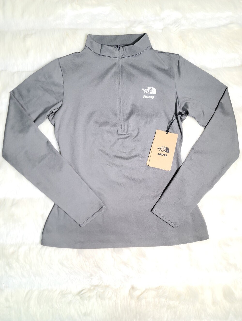 The North Face TNF x SKIMS Refina Longsleeve Top Grey Gunmetal Women Large NEW